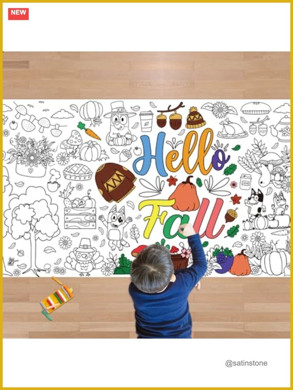 Fall Coloring Poster Tablecloth 30x72 Inch Jumbo Paper Kids Craft Activity